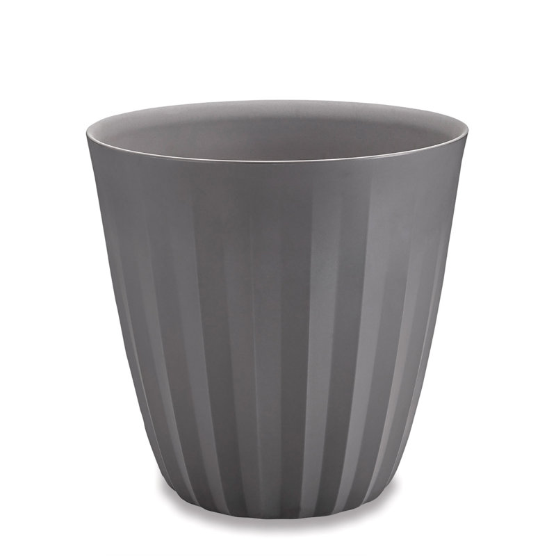 Crescent Garden Pleat Modern Round Pot Planter, Slate, 23" H x 23" W x 23" D