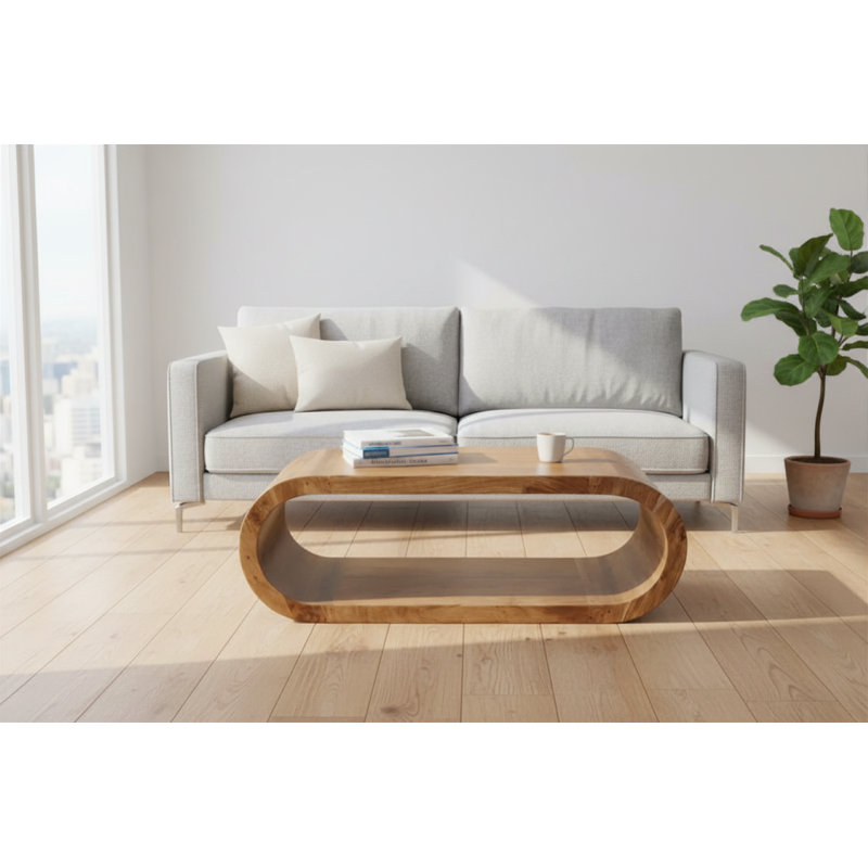 Table basse en bois massif avec rangement Osblek