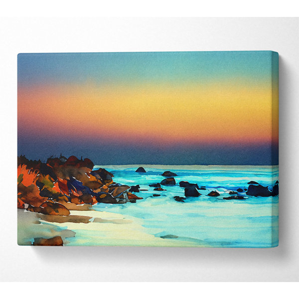 House of Hampton Turquoise Ocean Rocks - Wrapped Canvas Art Prints ...