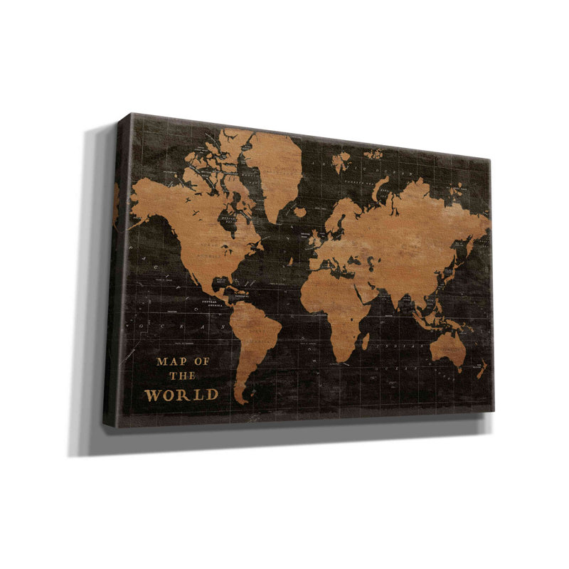 Red World Barrel Studio «World Map Industrial» par Sue Schlabach, impression sur toile par estampe numérique