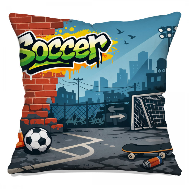 Coussins décoratifs Urban Soccer Scene, 14 x 14 inches