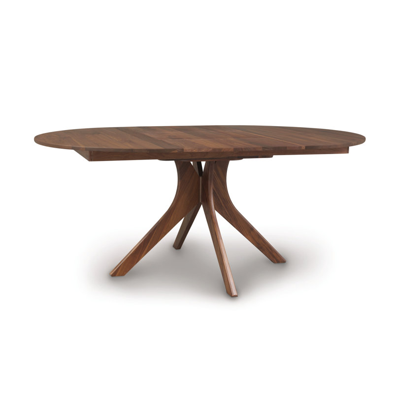 Audrey Extendable Solid Wood Pedestal Dining Table, Natural Walnut, 54" L x 54" W