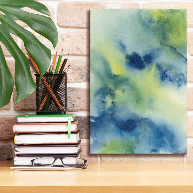 «Indigo Flow II» par Chris Paschke, estampe numérique sur toile, H 18 po x l 12 po x P 0,75 po