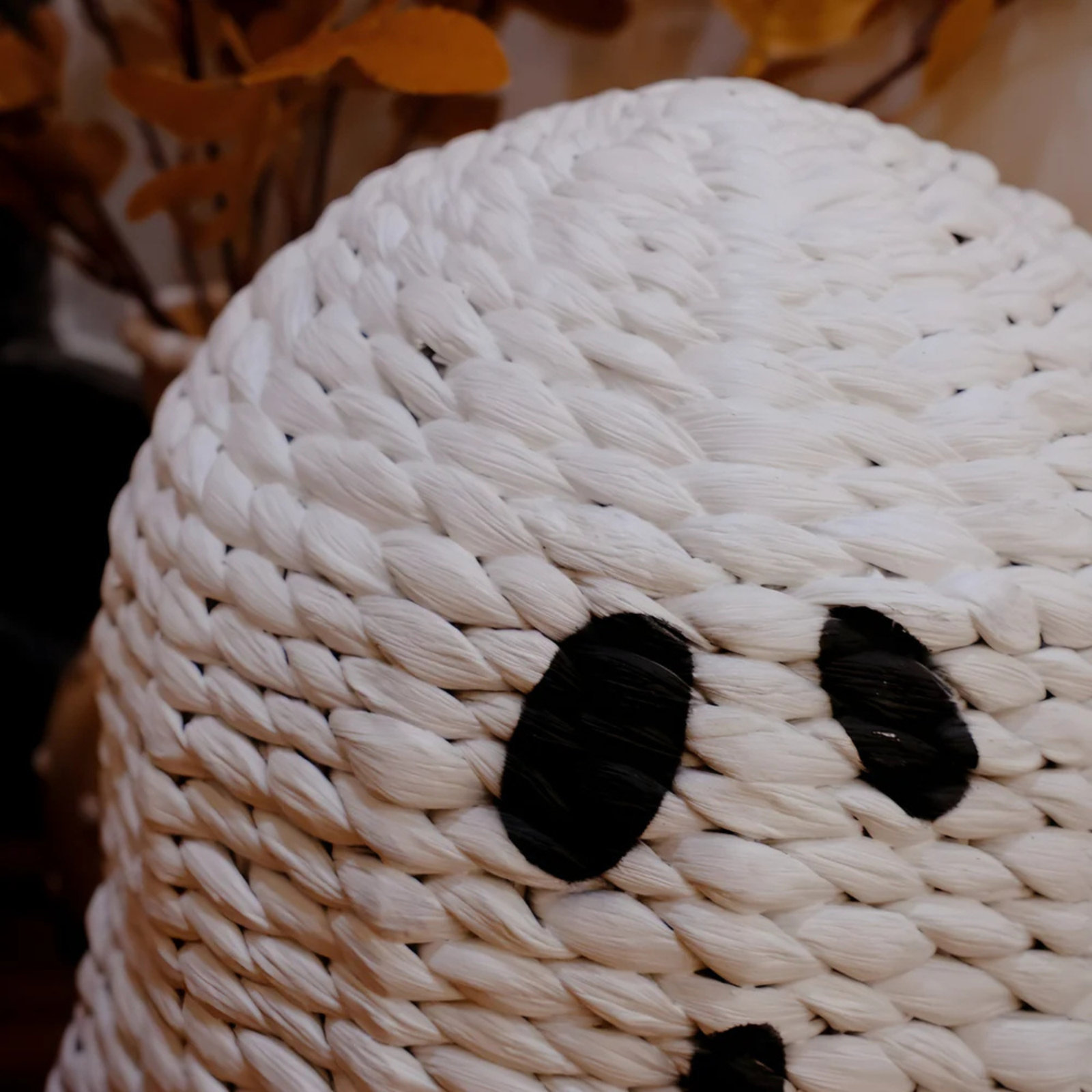 Handwoven White Ghost-Shaped Decorative Accents – Halloween Tabletop Décor Set Of 2
