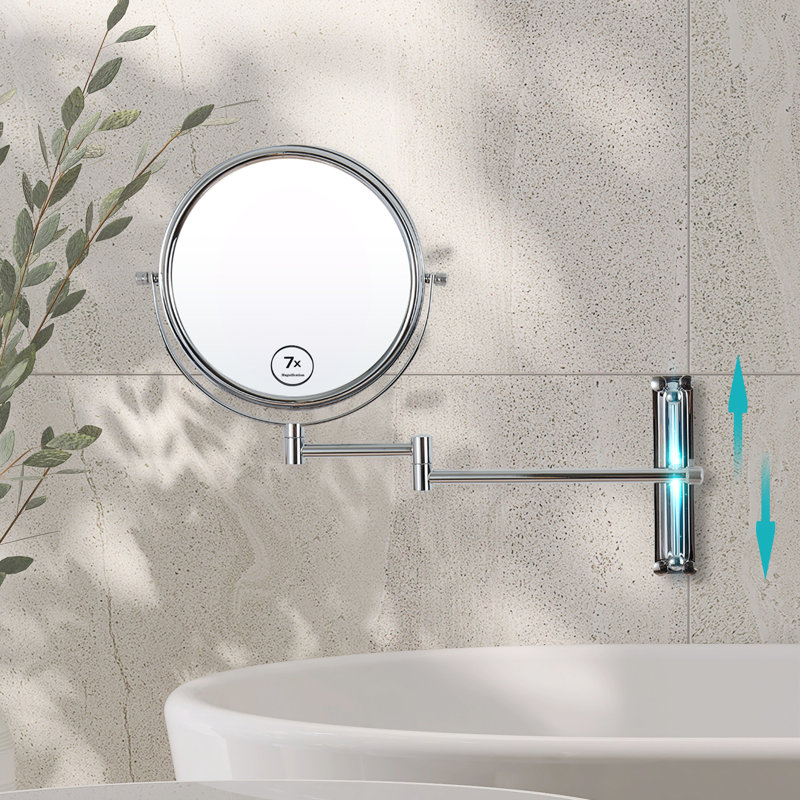 Metal Flat Wall Mirror, Chrome, 10