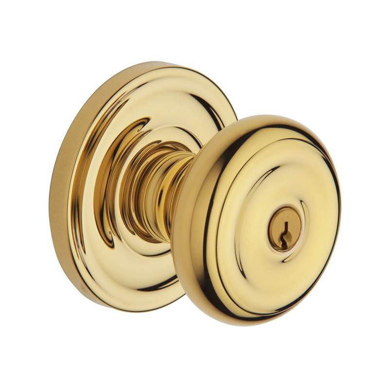 Colonial Keyless Door Knob, Yes, Lifetime (PVD) Polished Brass, Keyed Alike