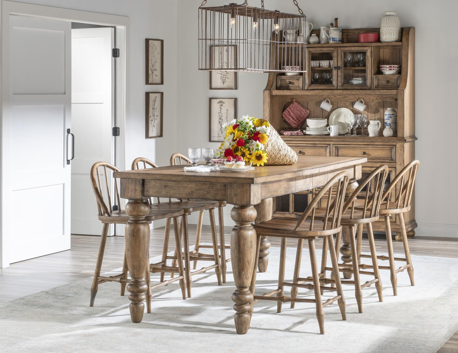 Country Living Extendable Dining Table, Brown, 36"H x 60"L x 36"W