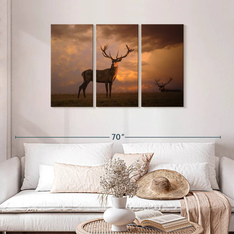 Brampt Sunset Deer, 28" H x 45" W