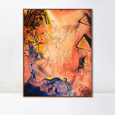 Art numérique sur toile encadrée, série # 040 par Salvador Dali, art mural pour le salon, décorations de bureau à domicile (cadre en bois de couleur mince, 18 po x 24 po)