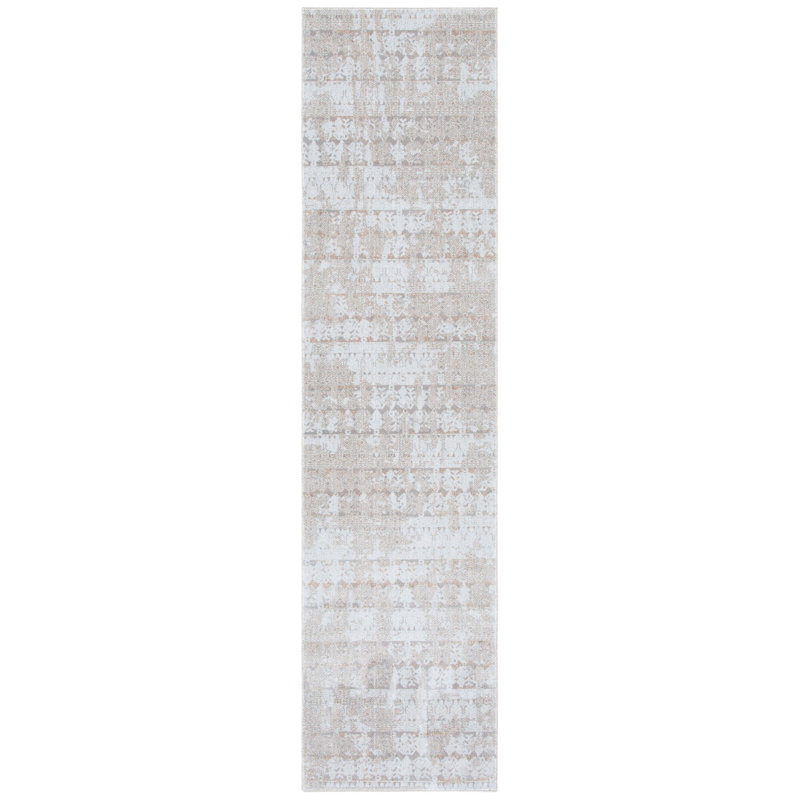 Oriental Beige / Grey Area Rug, Runner 2'6" x 10'