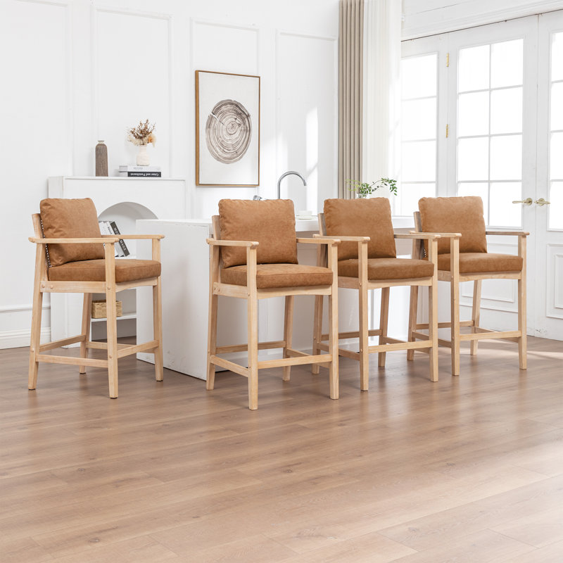 Ensemble de 4 tabourets de bar Willbanks, Brun