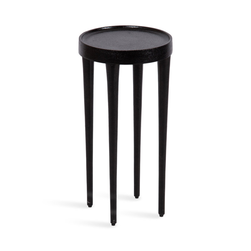 Metal Round Drink Table, Black, 20.5" H x 10" W x 10" D