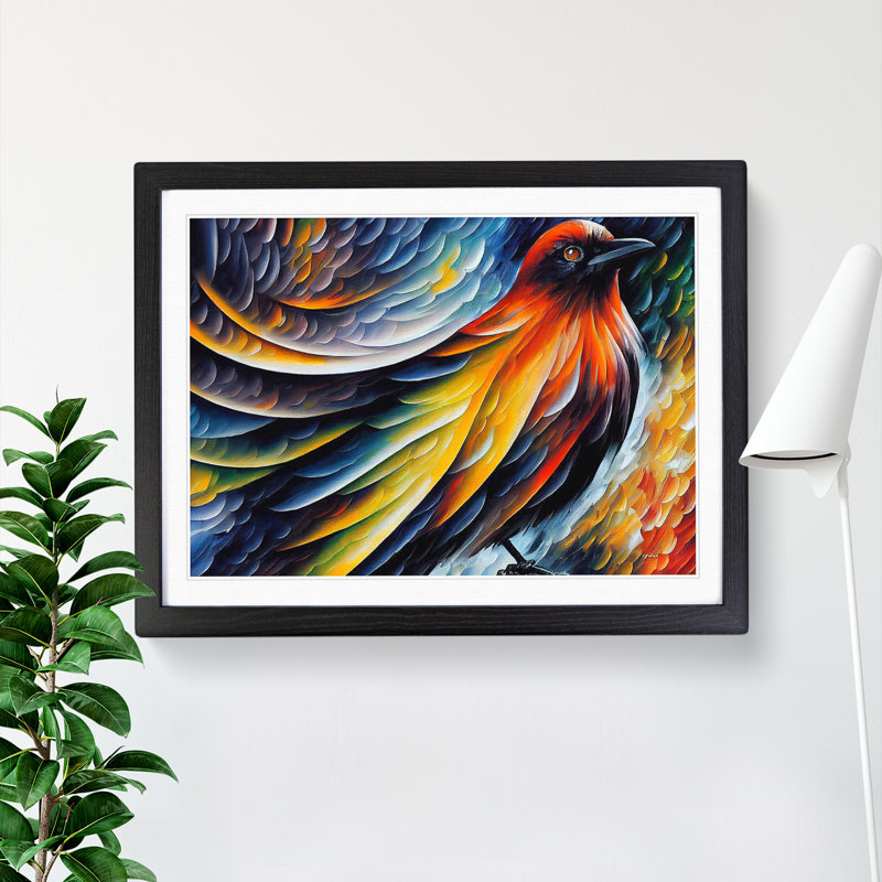 Crow Bird Vol.3 Abstract - Framed Print, Black, 25cm H x 34cm W x 2cm D