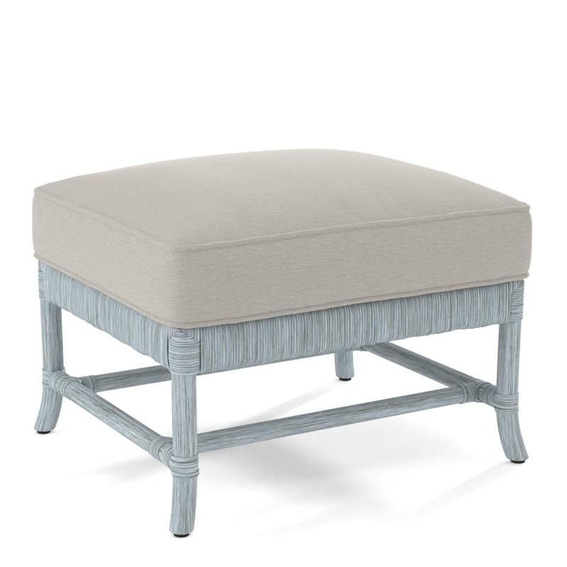 Lafayette Ottoman, Yellow Geometric Jacquard; 0414-33, Sea Glass