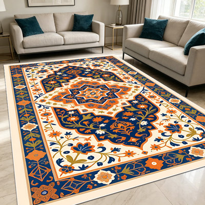 Tapis persans floraux bohémiens vintage de 1 pièce pour le salon, doux et confortables, adaptés à toutes les saisons, faciles à entretenir, lavables à la machine, adaptés à la salle à manger, à la chambre à coucher, au vestibule, à la cuisine, au patio, à la maison ou à l'extérieur.