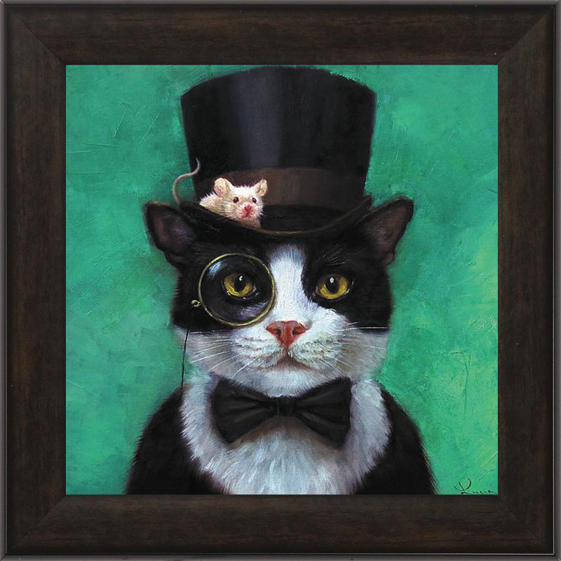 «Tuxedo Cat», reproduction de peinture acrylique encadrée