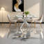 Table de salle à manger moderne en verre trempé et métal, décoration intérieure élégante
