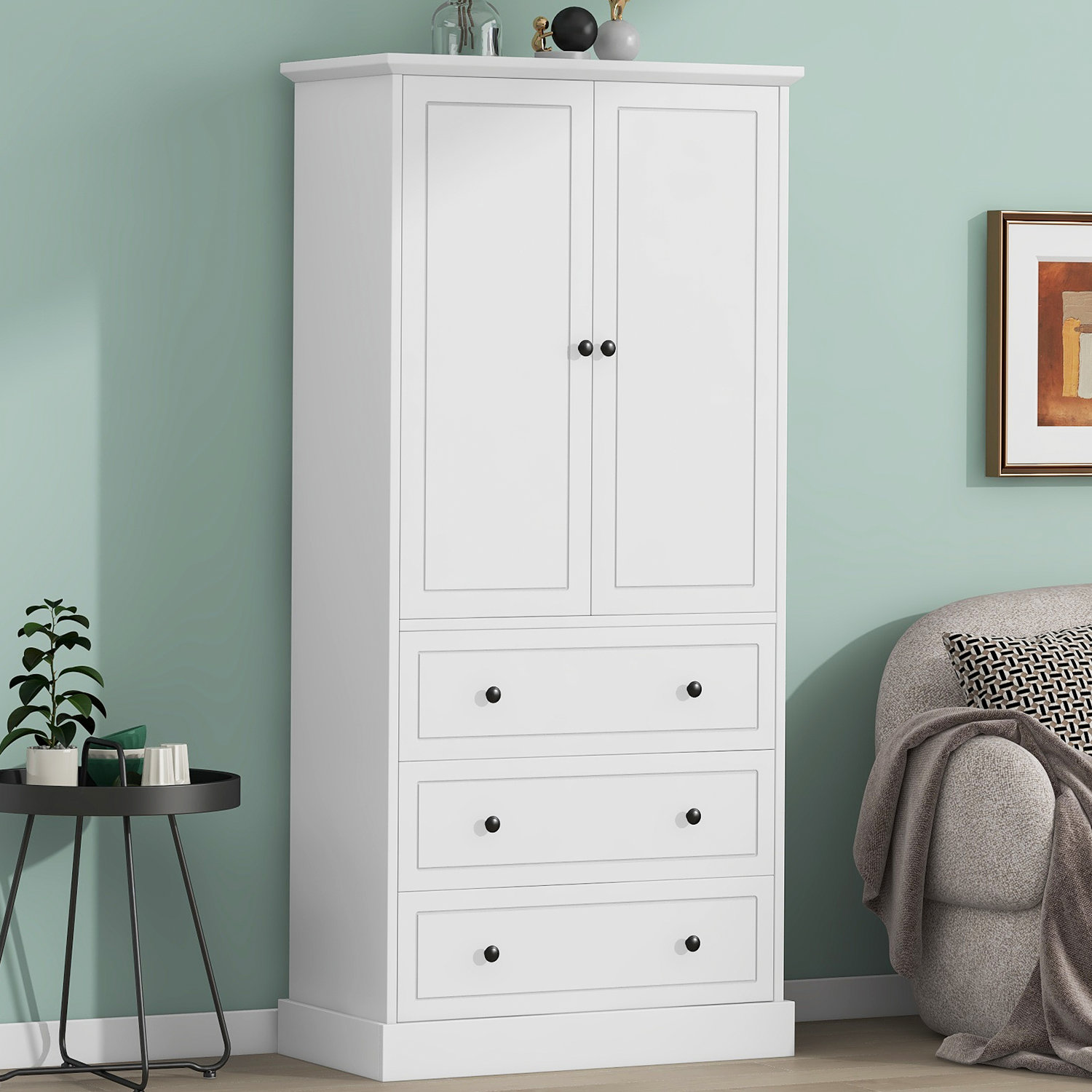 Red Barrel Studio® Mildred Freestanding Linen Cabinet, Tall Bathroom Cabinet, With Three Drawer, Adjustable Shelves | Wayfair