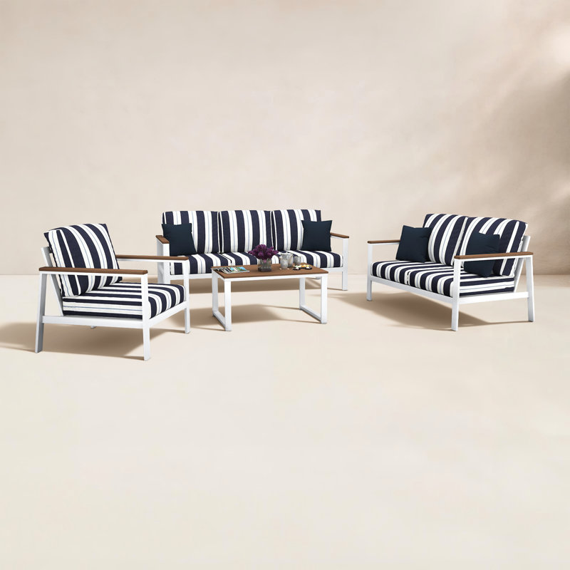 Ronquillo 4 Person Seating Group With Sunbrella Cushions, Brown