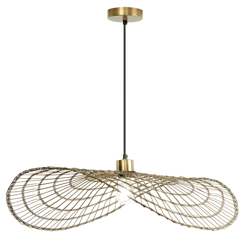 15.75"W Emma Industrial Brass Round Shade Pendant
