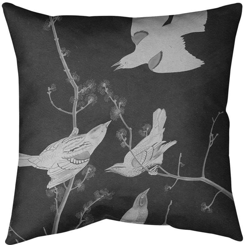 Coussin starling à oreilles, 18 po x 18 po, Gris, Polyester filé