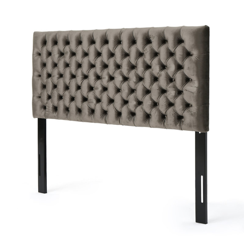 Tufted Upholstered Queen Size Bed Headboard In Modern Button Design, Adjustable Solid Wood Head Board, Solid Wood Head Board With Durable Metal Legs In Bedroom