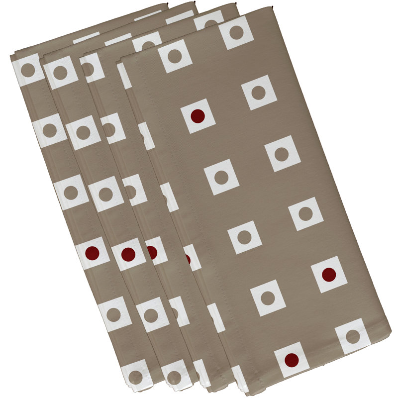 Serviette Hip to be Square, L 18 po x L 18 po, Taupe / rouge