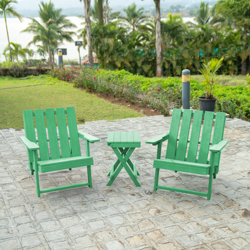 Amalfi Folding HDPE Outdoor Adirondack Chair, Green