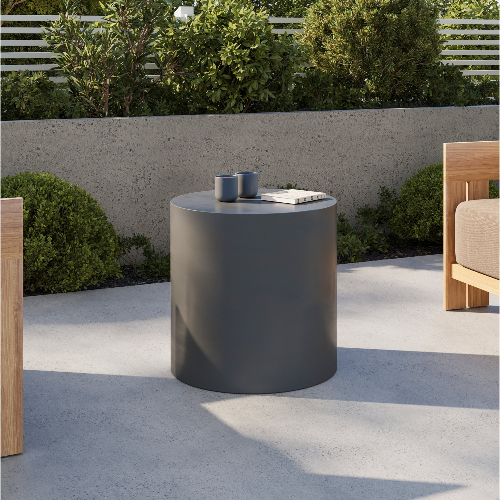 Arcadia 20'' Concrete Outdoor Side Table, Gray
