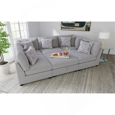 Lafayette Grey 6-Piece Upholstered Sectional Sofa