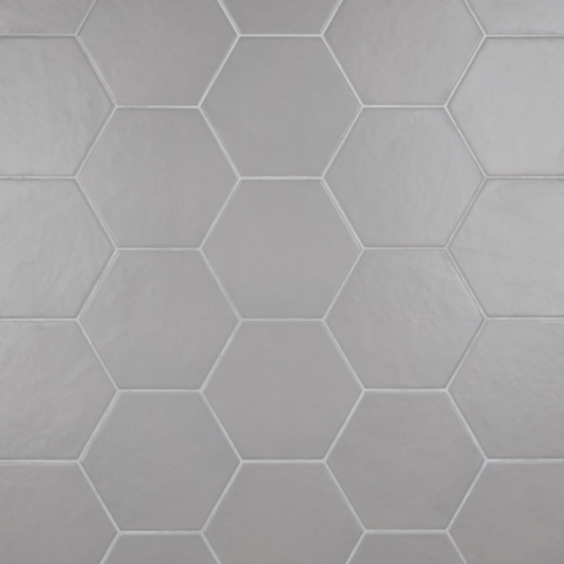 Carreau de porcelaine hexagonal 7 po x 8 po, Gris mat