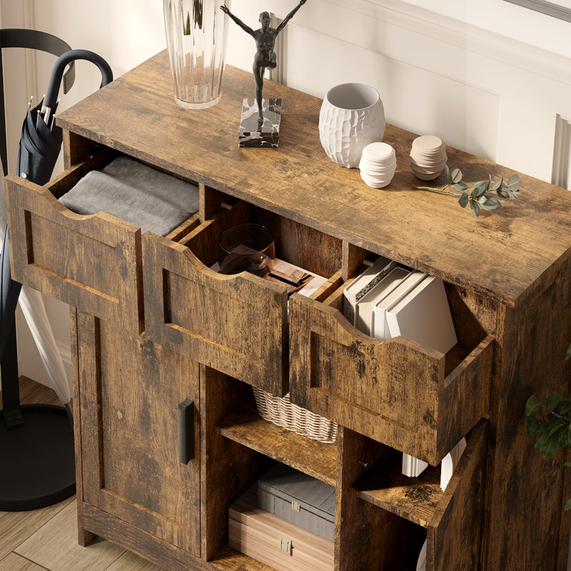 Vintage Storage Cabinet With Drawers And Adjustable Shelves For Home Organization Multifunctional Bedroom, Bathroom, Living Room