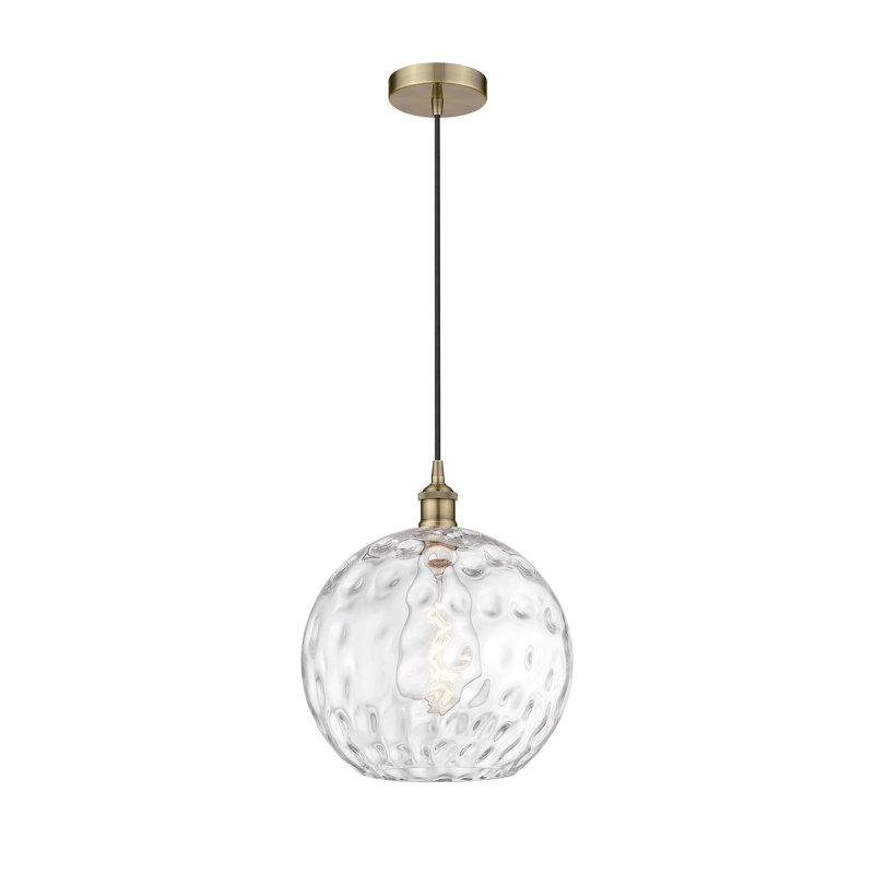 Luminaire suspendu simple à 1 lumière Ralph, Laiton antique, H 14,75 po x l 12 po x P 12 po
