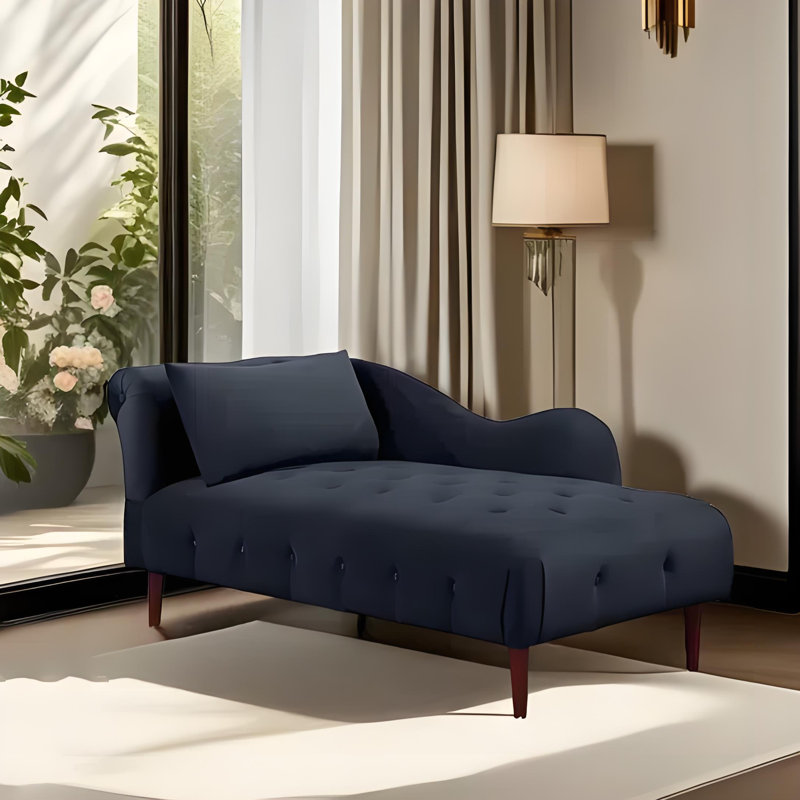 Chaise longue rétro élégante en bois massif, Orienté à gauche (vu de face), Noir, noir, noir, noir