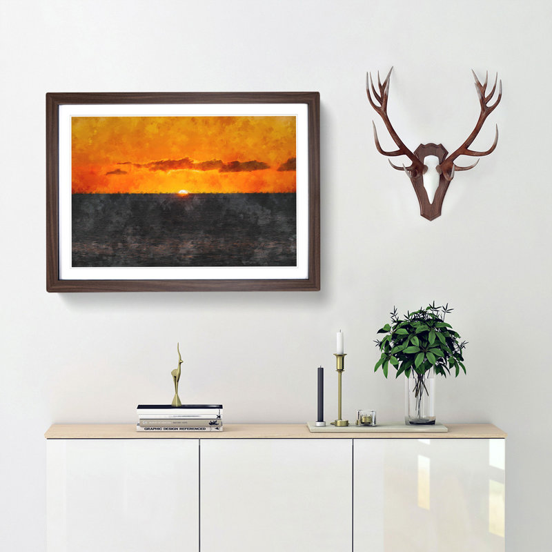 Goodbye to the Sun - Wall Art, 45cm H x 63cm W x 2cm D, Walnut Single Picture Frame Wood