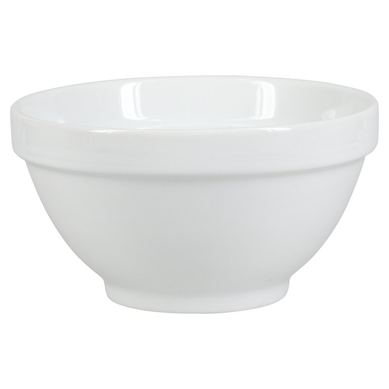 Classic White Porcelain Stackable Round Bowls, Set of 4