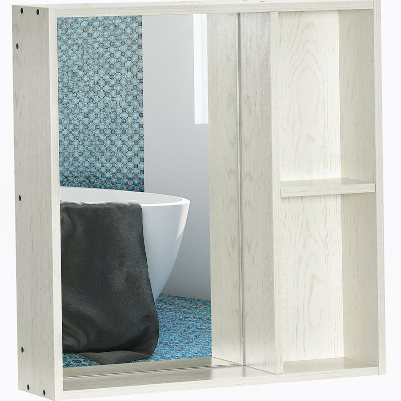 Armoire de rangement de salle de bain murale, armoire à pharmacie, armoire de salle de bain moderne avec miroir, 24.75"
