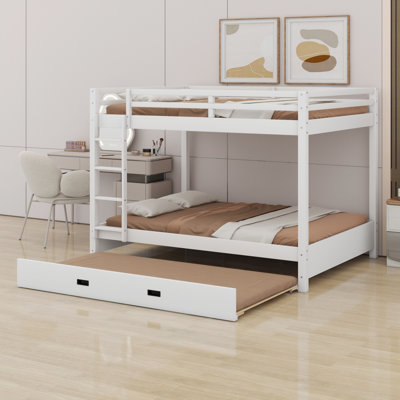 Wood Bunk Bed With Ladder And Trundle