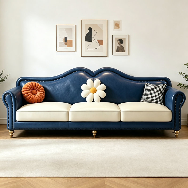Canapé bleu clair de luxe de style américain, 82.68" W