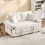 Canapé-lit futon convertible 3-en-1 58 po 58 po, causeuse pliable capitonnée avec canapé-lit escamotable, causeuse à dossier rabattable avec poches latérales pour le salon - blanc