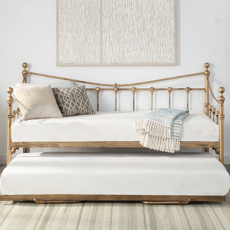 Angelina Metal Daybed with Trundle, Gold