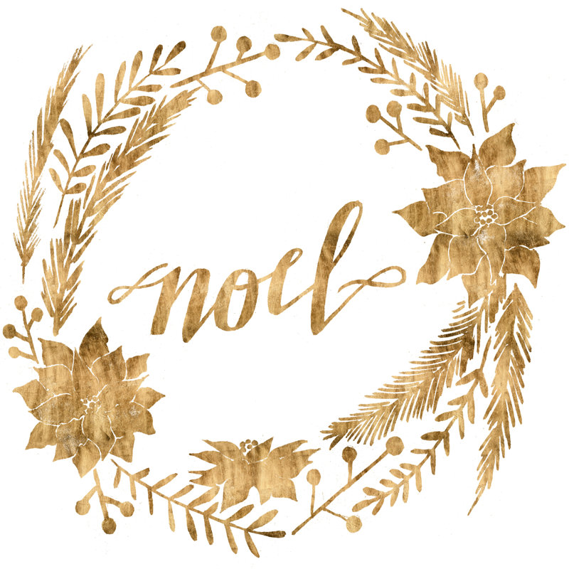 Golden Christmas IV, H 12 po x l 12 po x P 1,25 po