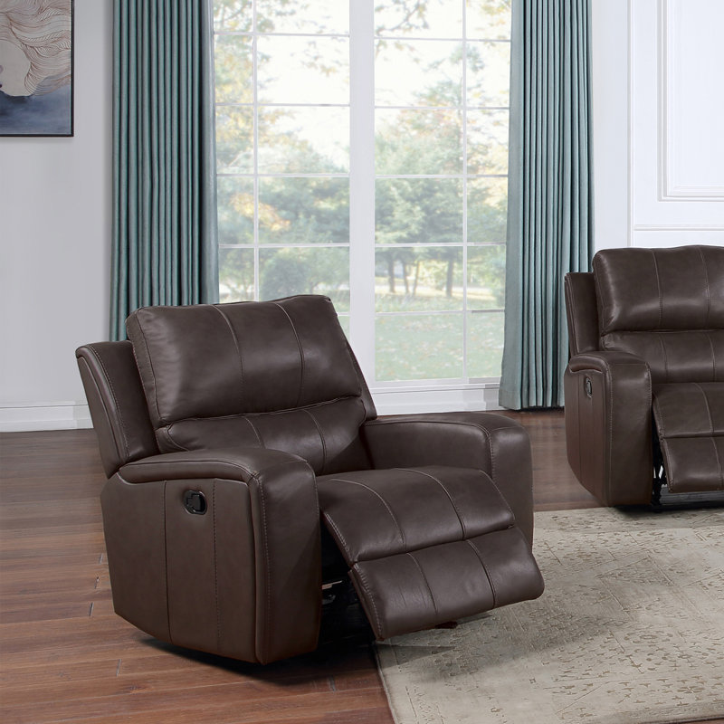 Joela Leather Glider Recliner, Brown, Manual - Push Back