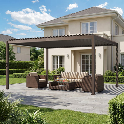 Pergola d'extérieur réglable en métal avec persiennes
