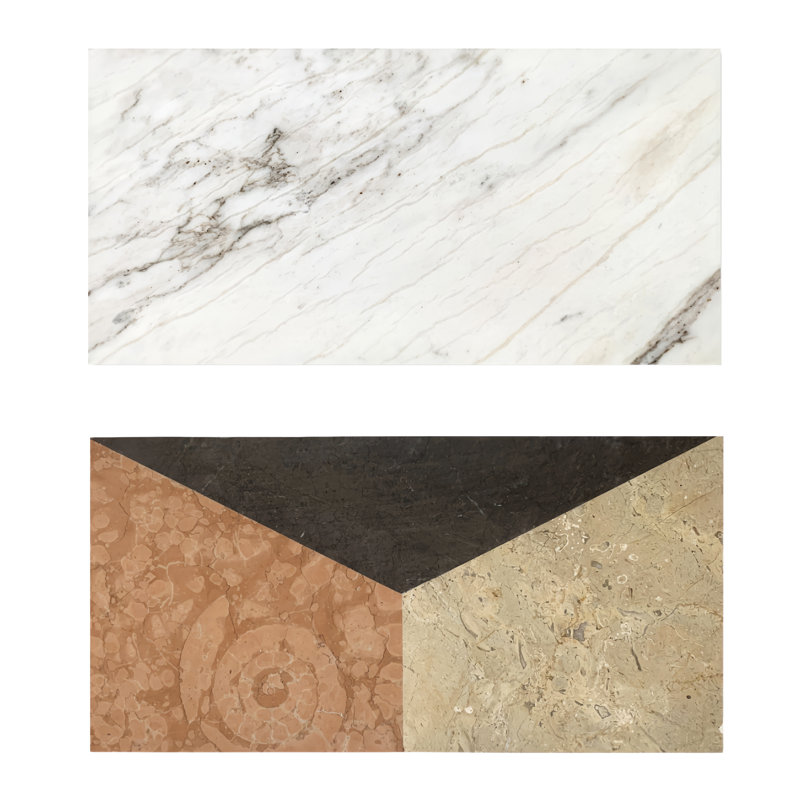 Carreau de marbre naturel de 12 po x 24 po - blanc doré, rouge, gris, gris