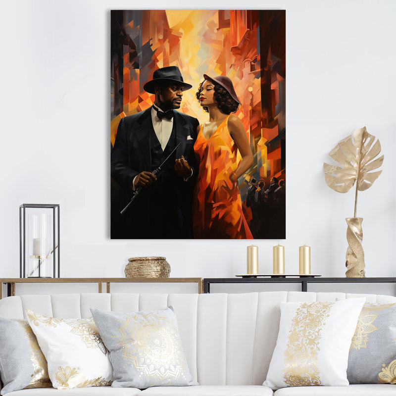 Black Harlem Renaissance Jazz Couple - art mural Harlem Renaissance, Toile tendue, H 20 po x l 12 po