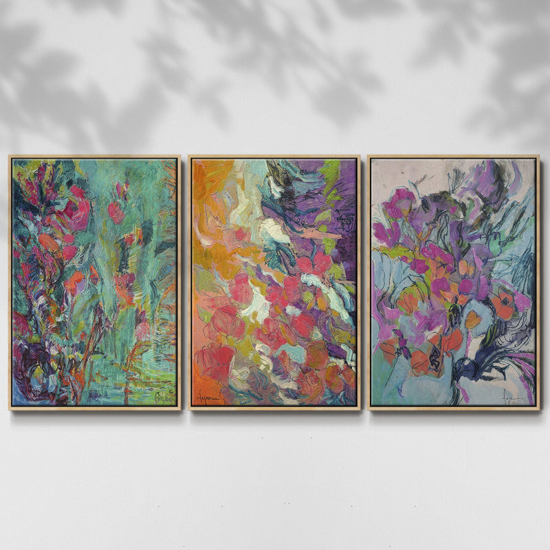 " Descending Graces " 3 - Pieces, 40" H x 78" W, Natural