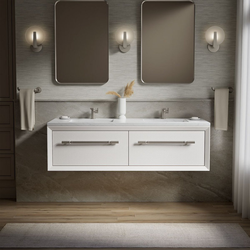 Meuble-lavabo 60 po avec comptoir en quartz, évier et quincaillerie Enivo Enivo, Blanc