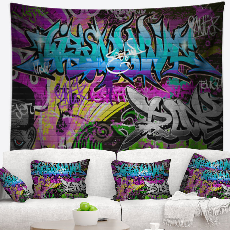 Tapisserie murale abstraite en polyester de rue abstraite avec accessoires suspendus inclus, 50" H x 60" W