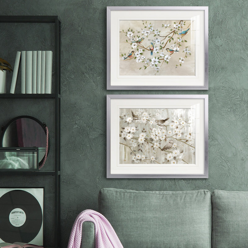 Reproduction de photo sur toile, Papier avec cadre argenté, Blanc mat